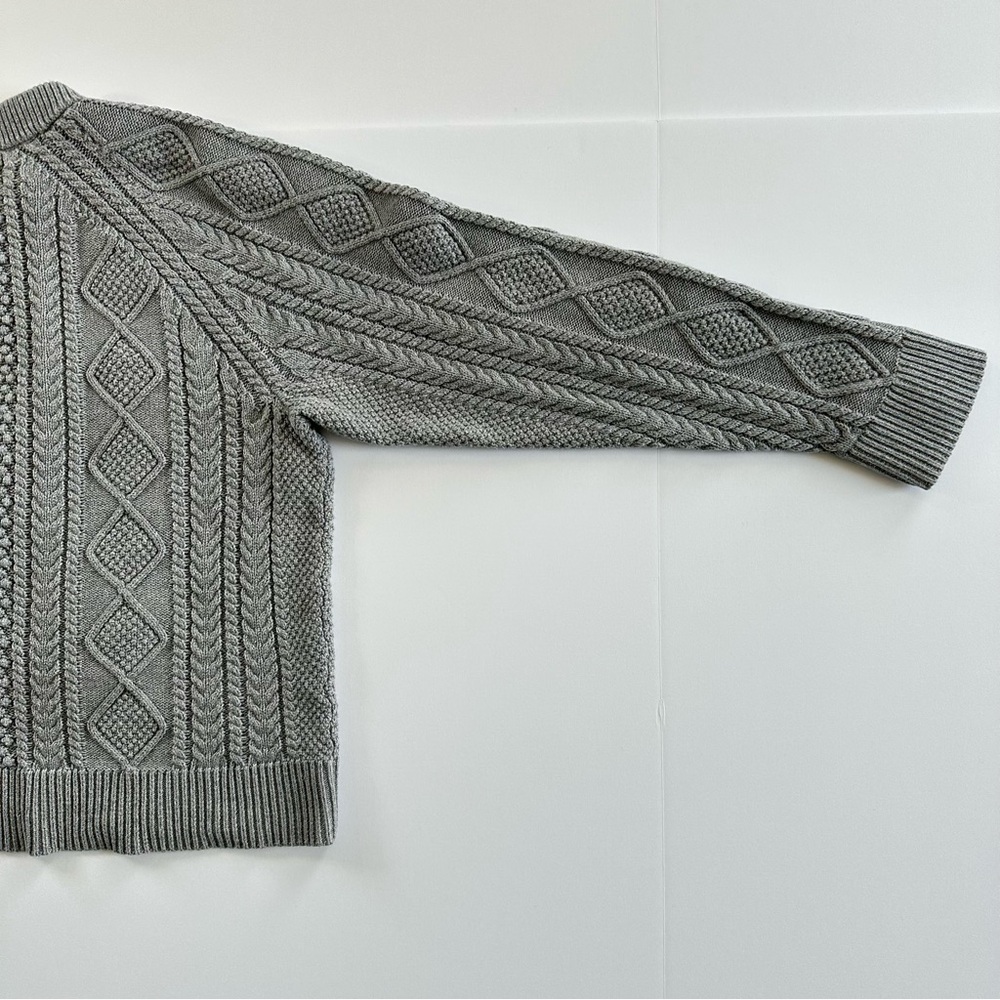 J. Crew Cotton Cable Knit Crewneck Sweater in Grey | XXL | EUC - Picture 5 of 11